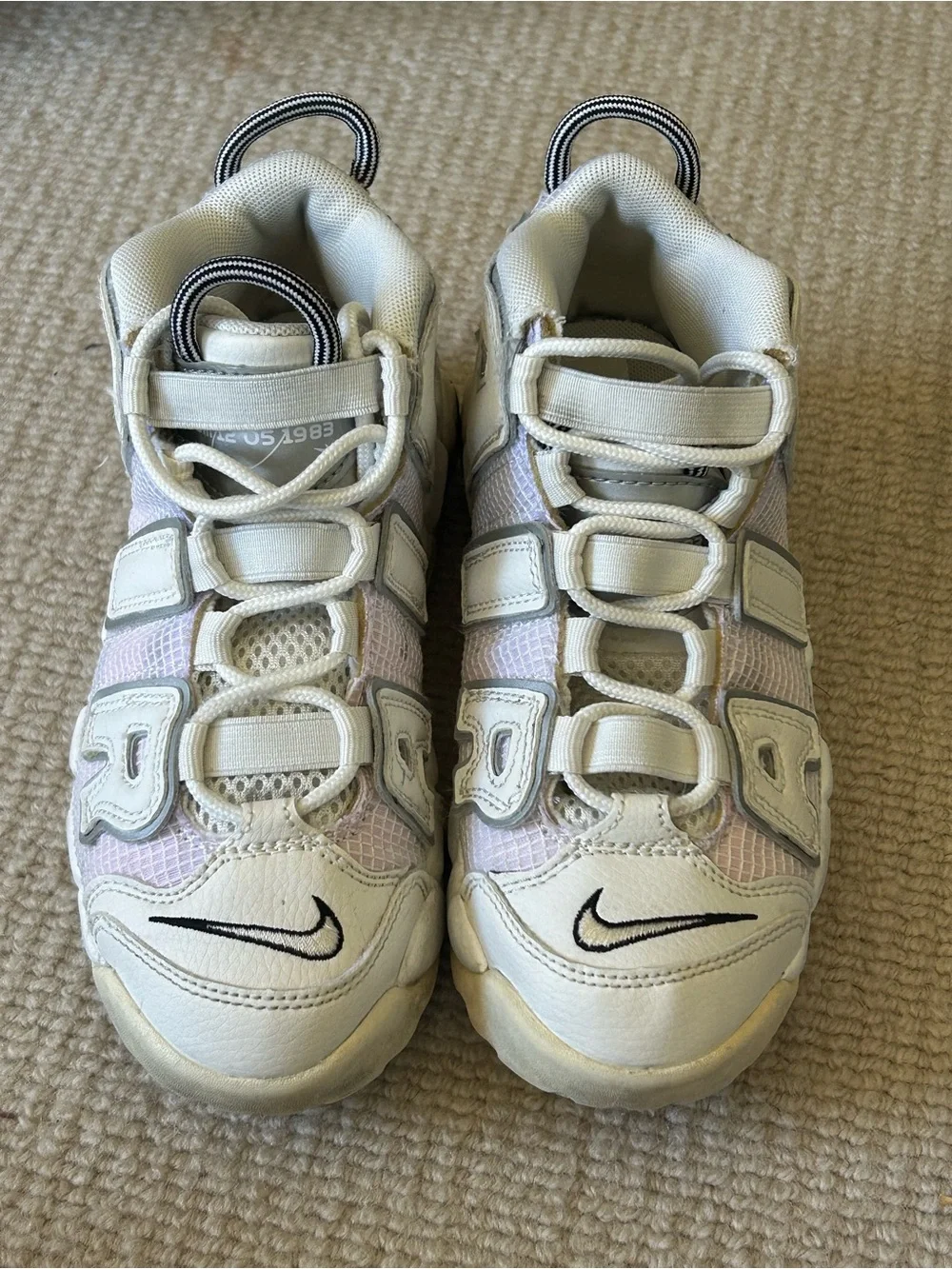 Nike Kids Cream and Pale Pink Strap Sneakers